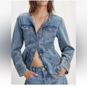 We The Free Lula Denim Jacket  Size M Tailored Color River Blues NWT 100% Cotton